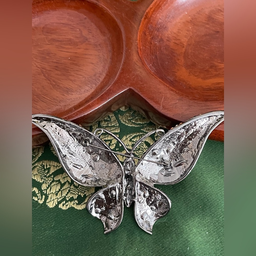 Large Colorful Rhinestone Butterfly Brooch Pin - Picture 6 of 6